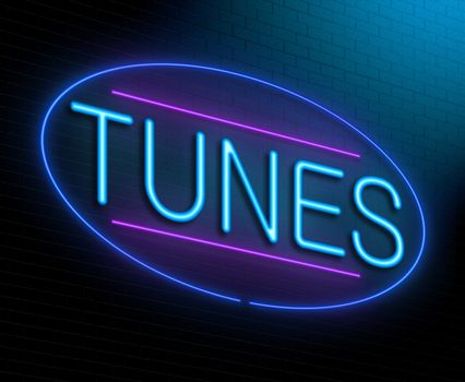 Illustration depicting an illuminated neon sign with a tunes concept.