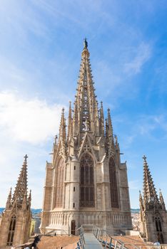 Barcelona cathedral details, Spain. The cathedral is in the heart of Barri Gotic (Gothic Quarter) of Barcelona 