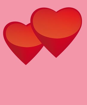 Two hearts on a pink background