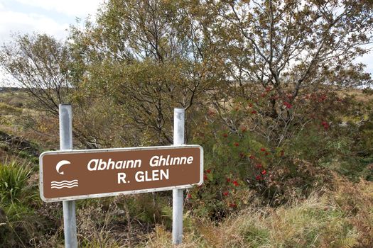 sign for the river glen in county Donegal Ireland