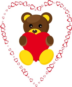 Lovely bear with heart in a hands