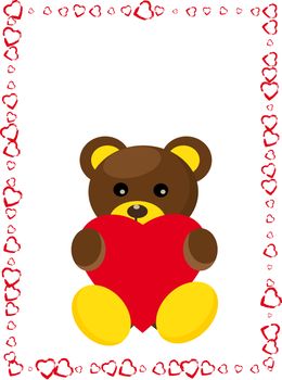 Lovely bear with heart in a hands