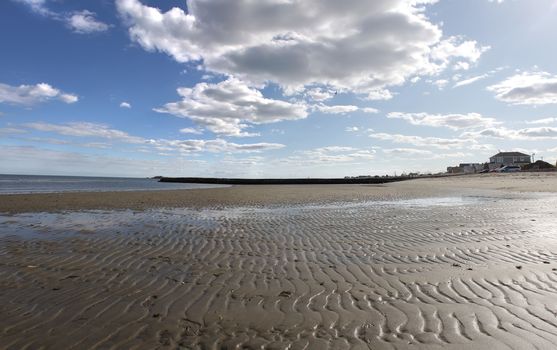 The jetty during low tide at a public Connecticut beach.