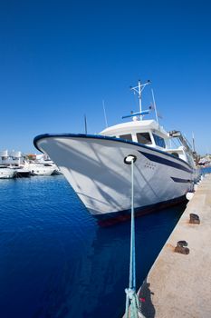 Formentera marina trawler fishing boats in Balearic Islands