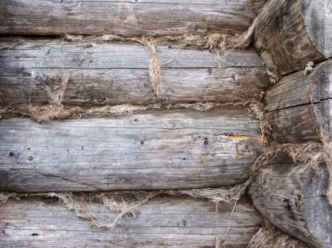 Edge of old wooden house wall