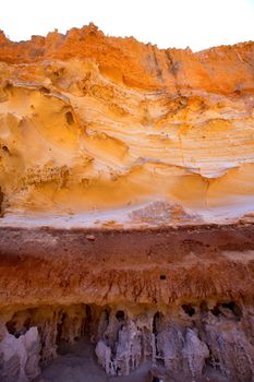 Formentera Cala en Baster sandstone textures in Balearic Islands of Spain