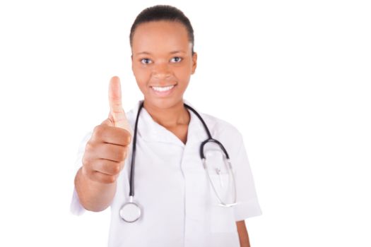 African american woman doctor a over white background, isolated