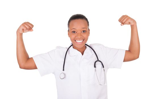 African american woman doctor a over white background, isolated