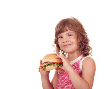 beautiful little girl with sandwich