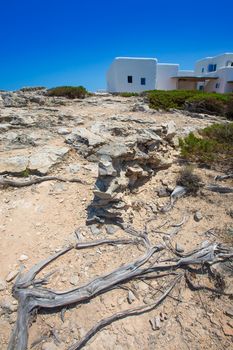 Es calo Escalo de san Agustin Beach white houses in Formentera Balearic islands