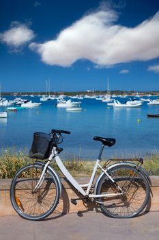 Formentera bicycle at Estany des Peix lake in Balearic Islands