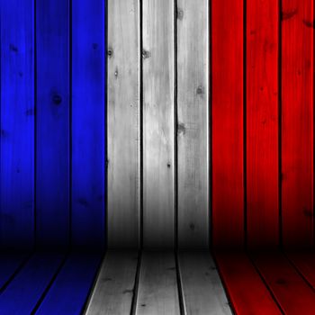 Background wood board texture with France flag