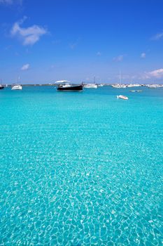 Formentera boats at Estany des Peix lake in Balearic Islands