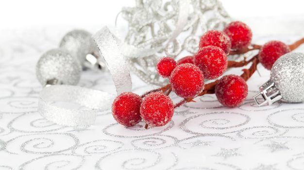 xmas decoration with copy space, on  on white background