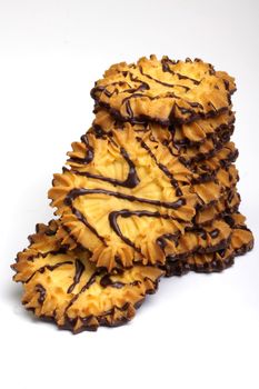 shortbread cookies covered with chocolate, photo taken in studio