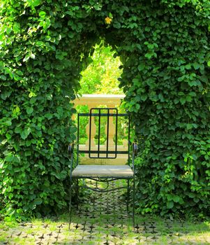 Metal chair in the garden