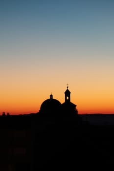 evening silhouette of a beautiful church