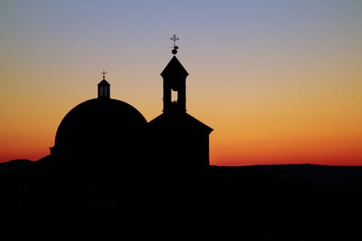 evening silhouette of a beautiful church