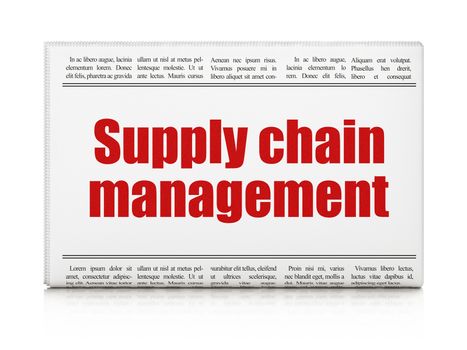 Marketing concept: newspaper headline Supply Chain Management on White background, 3d render