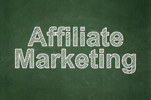 Business concept: text Affiliate Marketing on Green chalkboard background, 3d render