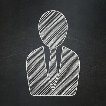 Business concept: Business Man icon on Black chalkboard background, 3d render