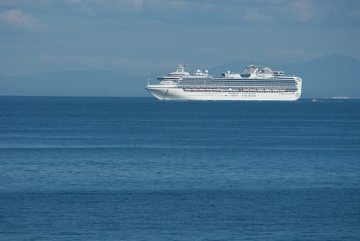 The cruise liner in the Sea of Japan