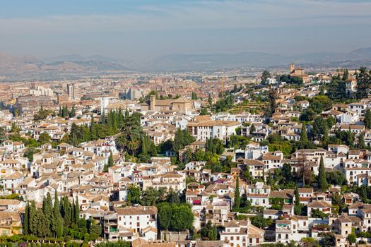 View of the Arab quarter at sunrise, Granada, Spain