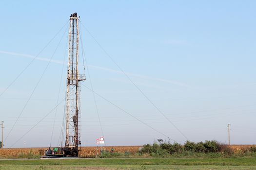 field with oil drilling rig industry