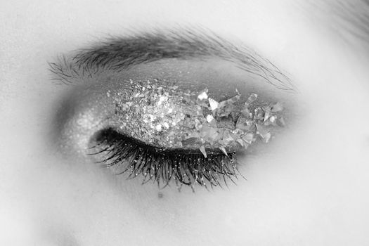 Close-up portrait of beautiful caucasian young woman (black and white)