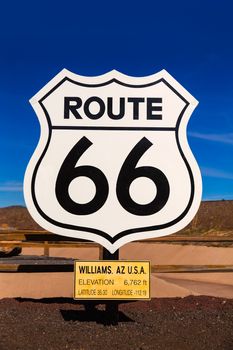 Route 66 road sign in Williams Arizona USA