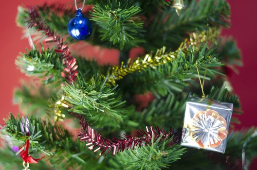 decorate christmas on red background