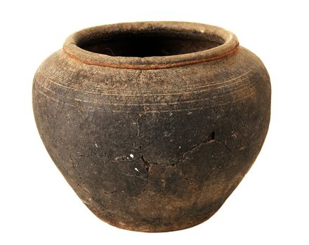 Clay pot of manual work. It is possible to store milk or other liquid