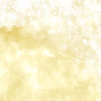 Golden shiny stars and snowflakes christmas background