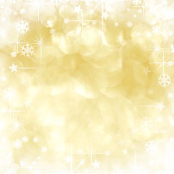 Golden shiny stars and snowflakes christmas background