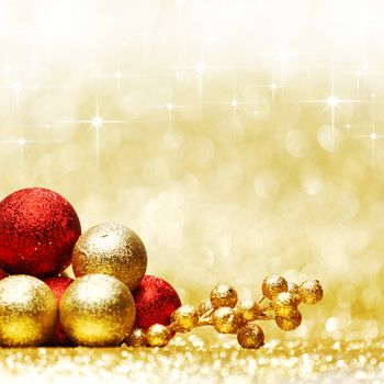 Colorful Christmas decoration over shiny stars background