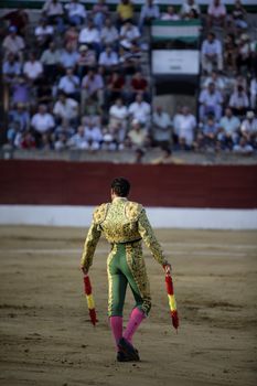 Banderillero, the torero who, on foot, places the darts in the bull, the banderillas is Brightly-coloured darts placed in the bull
