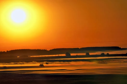 landscape, fog at sunrise 