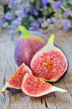 fresh figs on the wooden table