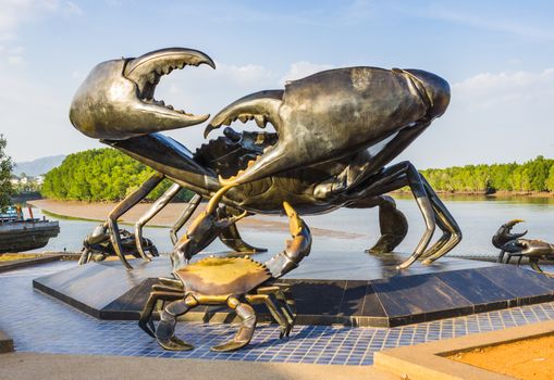 statue of crabs in Krabi, symbol of town, Thailand