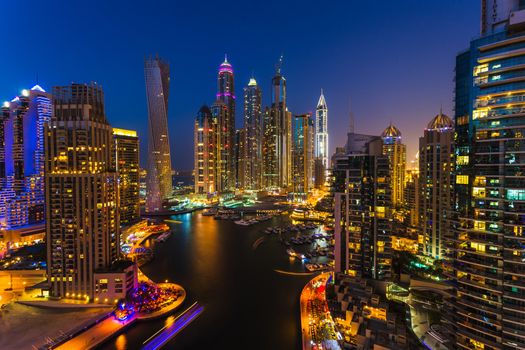 DUBAI, UAE - NOVEMBER 2: Dubai Marina. UAE. November 2, 2013. Dubai was the fastest developing city in the world between 2002 and 2008.