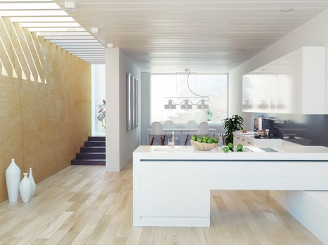 Luxurious kitchen interior.contemporary design concept