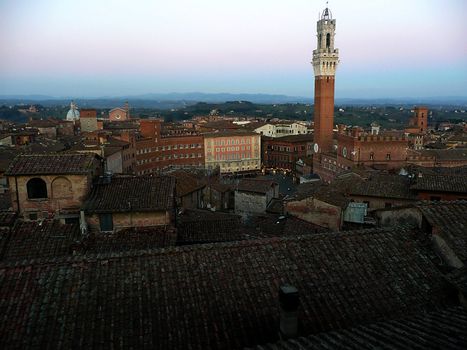 Aerial View of the city centre, Siena, Italy