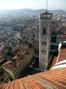 Aerial View of Florence from Brunelleschi Campanile, Italy