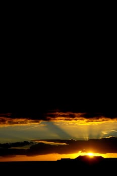 Cloudscape, Colored Clouds at Sunset near the Ocean