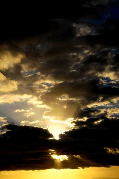 Cloudscape, Colored Clouds at Sunset near the Ocean