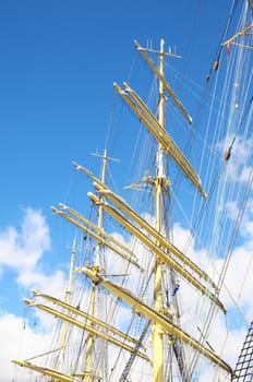 Crane masts of a vey big sailing ship