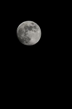 One Full Moon over a Dark Black Sky