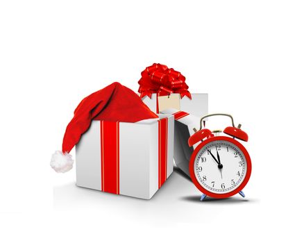 Gift Boxes with Santa Hat and Clock