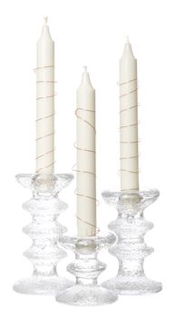 Three Candles isolated on white background