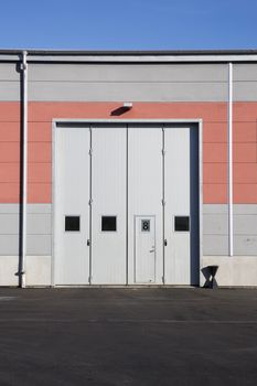 Industrial Garage door on a sunny day